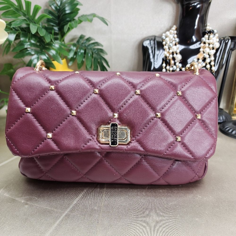 Badgley Mischka Medium Studded Quilted Shoulder Bag - Picture 6 of 13